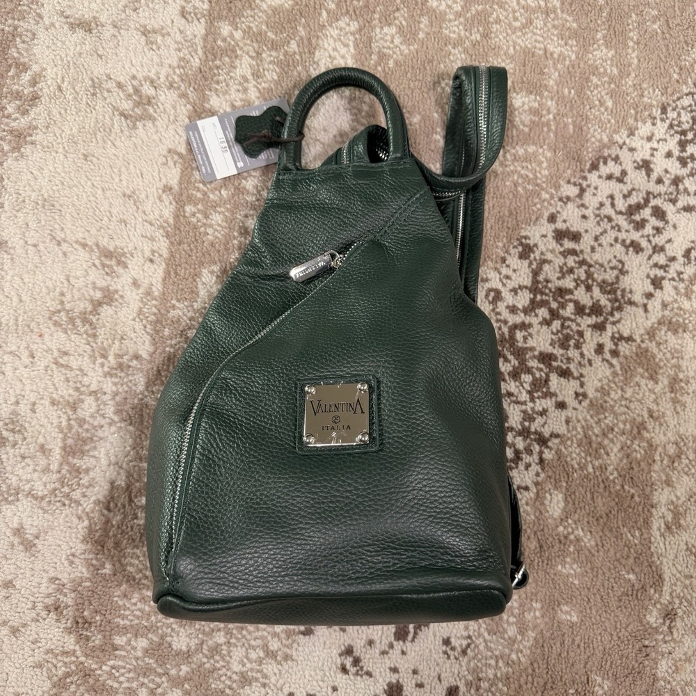 Valentina Italian Twist‎ Zip Convertible Sling Backpack Emerald Green NWT